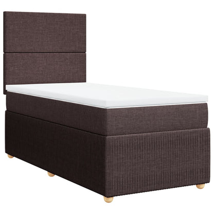 Boxspring met matras stof donkerbruin 90x190 cm