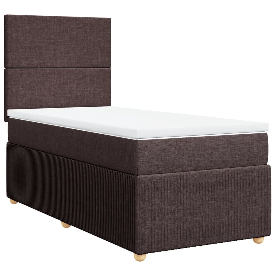 Boxspring met matras stof donkerbruin 90x190 cm