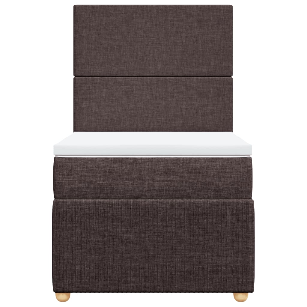 Boxspring met matras stof donkerbruin 90x190 cm