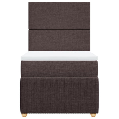 Boxspring met matras stof donkerbruin 90x190 cm