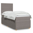 Box spring with fabric mattress taupe 90x190 cm