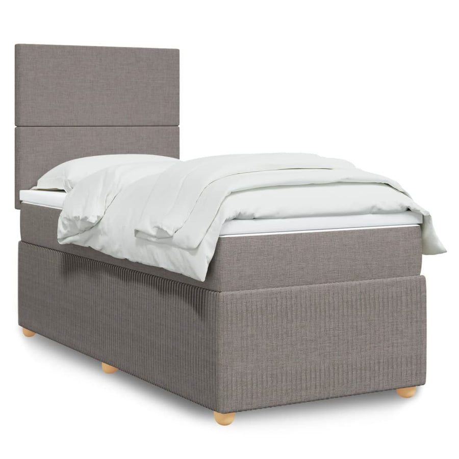 Boxspring met matras stof taupe 90x190 cm