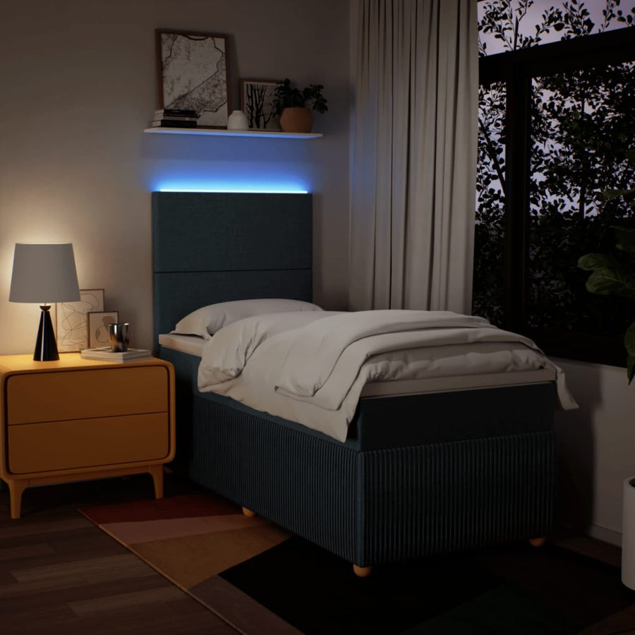 Boxspring met matras stof blauw 90x190 cm