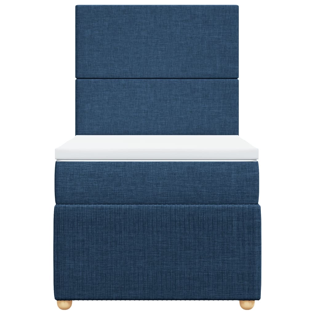 Boxspring met matras stof blauw 90x190 cm