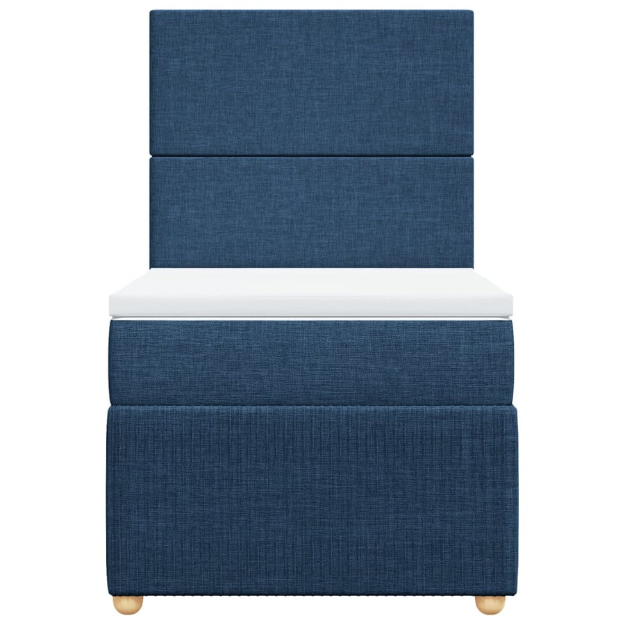 Boxspring met matras stof blauw 90x190 cm