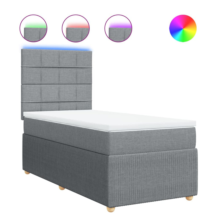 Boxspring met matras stof lichtgrijs 90x190 cm