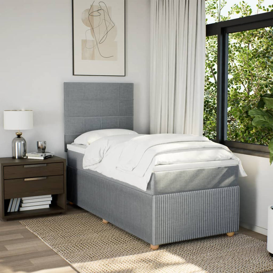 Boxspring met matras stof lichtgrijs 90x190 cm