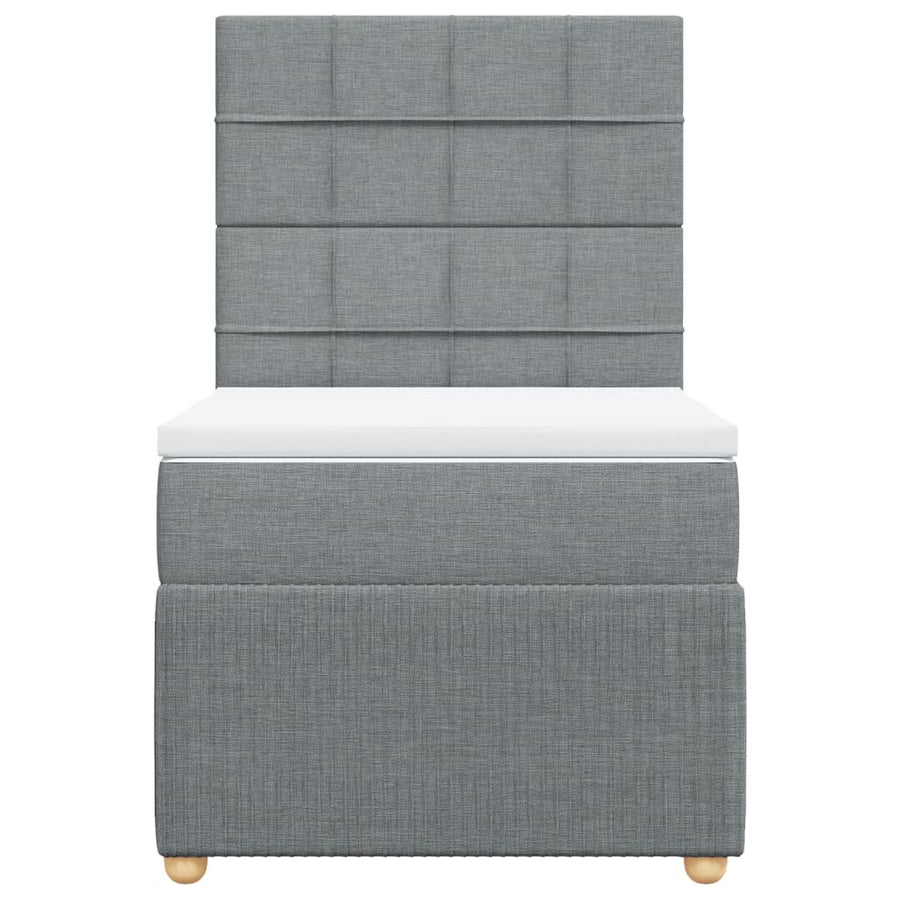 Boxspring met matras stof lichtgrijs 90x190 cm