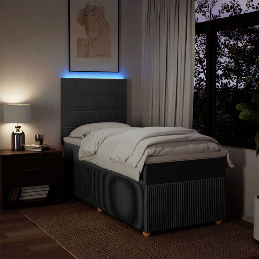 Boxspring met matras stof donkergrijs 90x190 cm