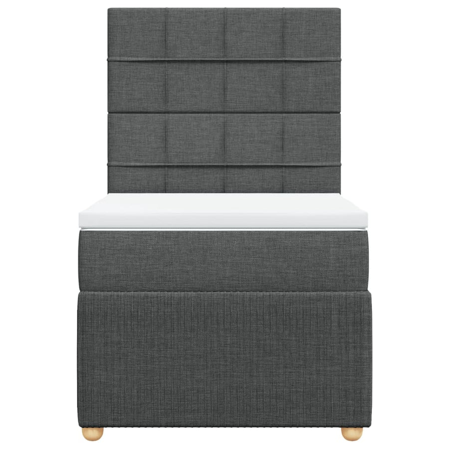 Boxspring met matras stof donkergrijs 90x190 cm