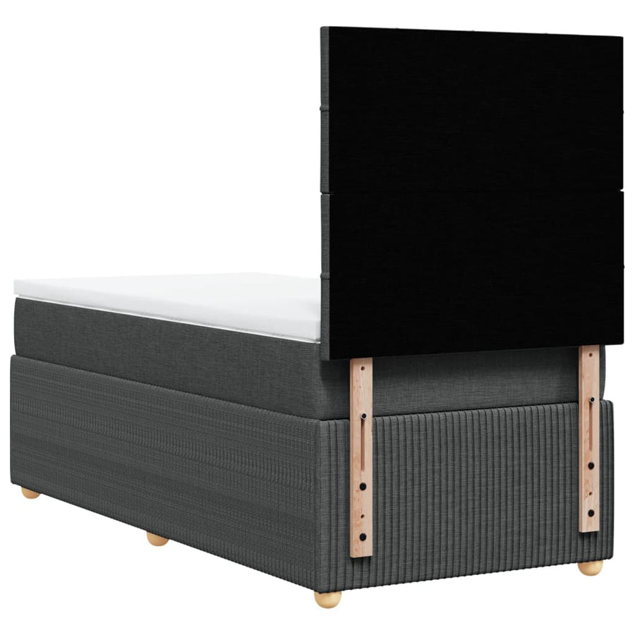 Boxspring met matras stof donkergrijs 90x190 cm