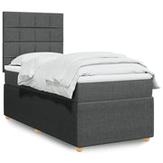 Boxspring 90x190 cm donkergrijs met pocketveringmatras