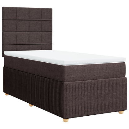 Boxspring met matras stof donkerbruin 90x190 cm