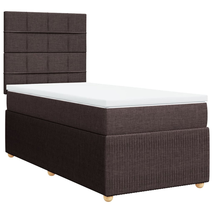 Boxspring met matras stof donkerbruin 90x190 cm