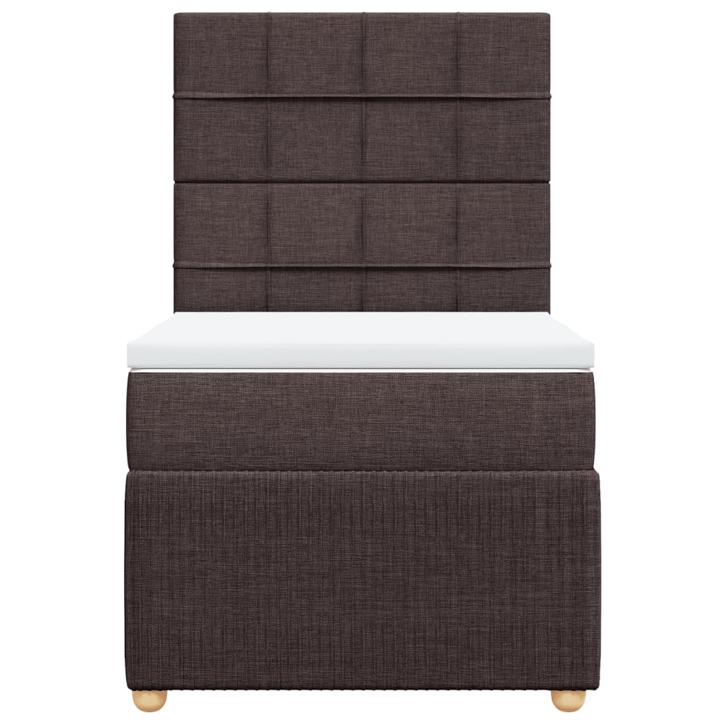 Boxspring met matras stof donkerbruin 90x190 cm