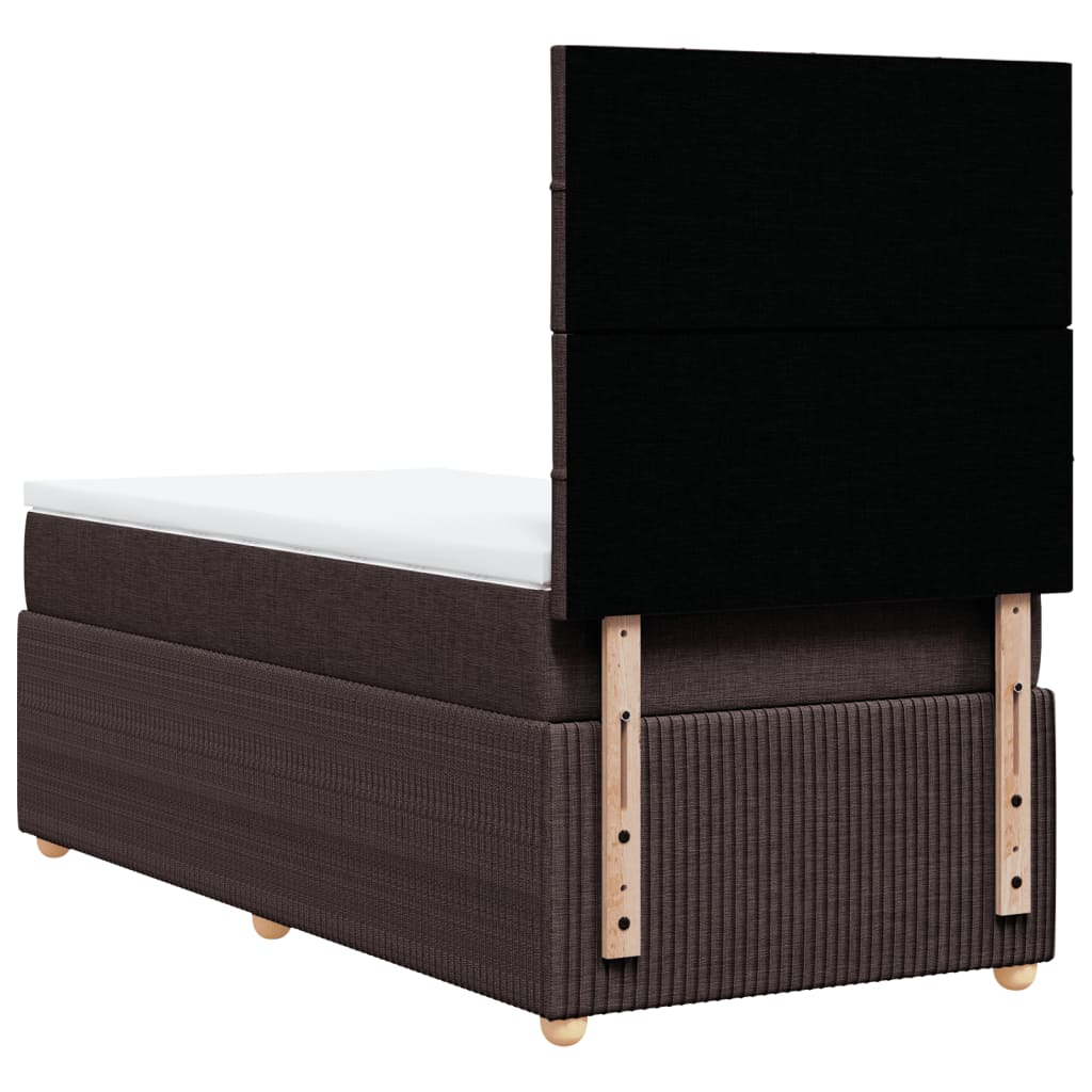 Boxspring met matras stof donkerbruin 90x190 cm