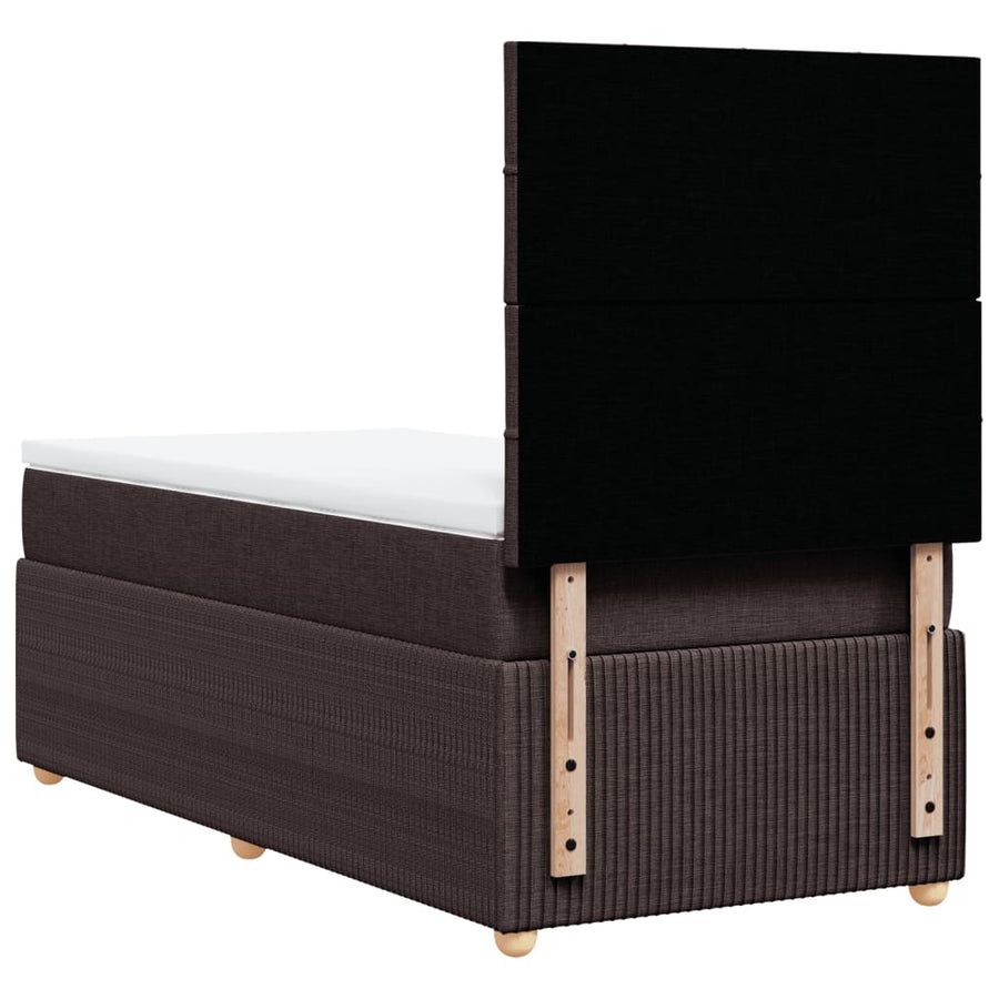 Boxspring met matras stof donkerbruin 90x190 cm