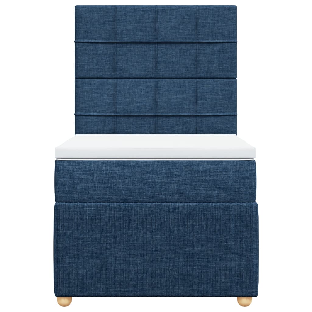 Boxspring met matras stof blauw 90x190 cm