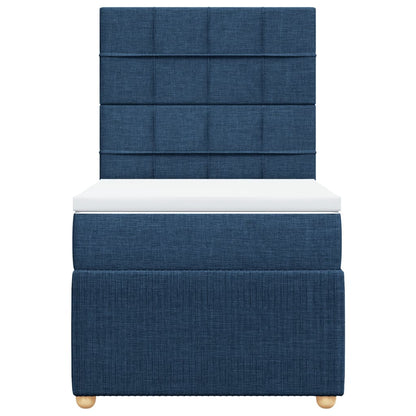 Boxspring met matras stof blauw 90x190 cm