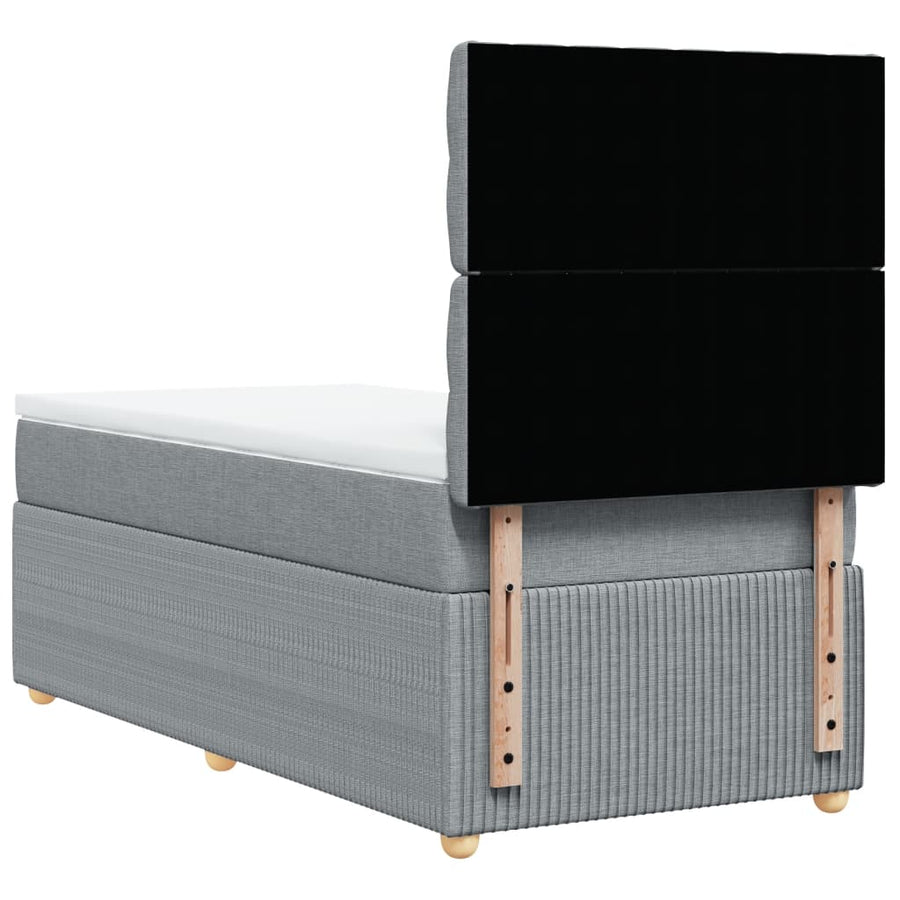 Boxspring met matras stof lichtgrijs 90x190 cm