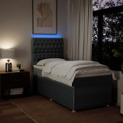 Boxspring met matras stof donkergrijs 90x190 cm