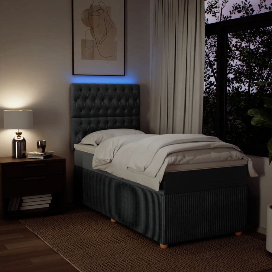 Boxspring met matras stof donkergrijs 90x190 cm