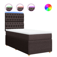Boxspring met matras stof donkerbruin 90x190 cm