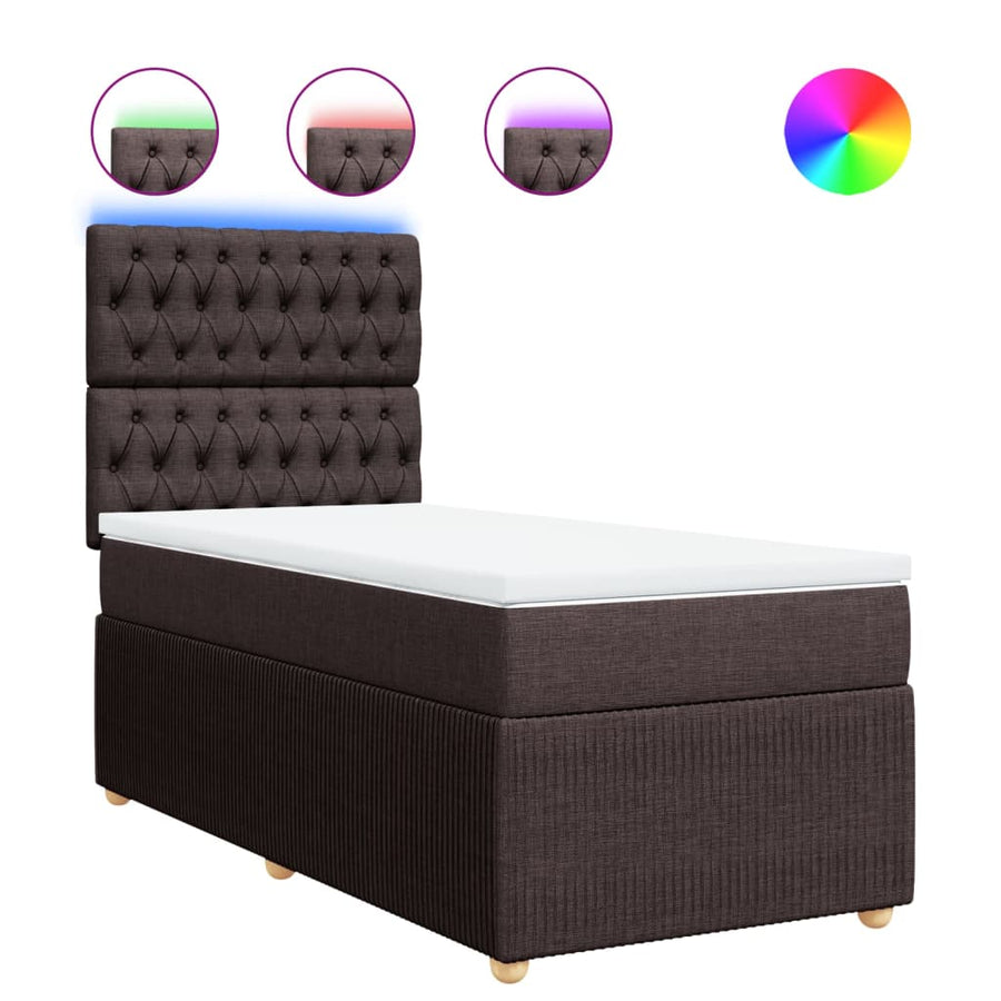 Boxspring met matras stof donkerbruin 90x190 cm