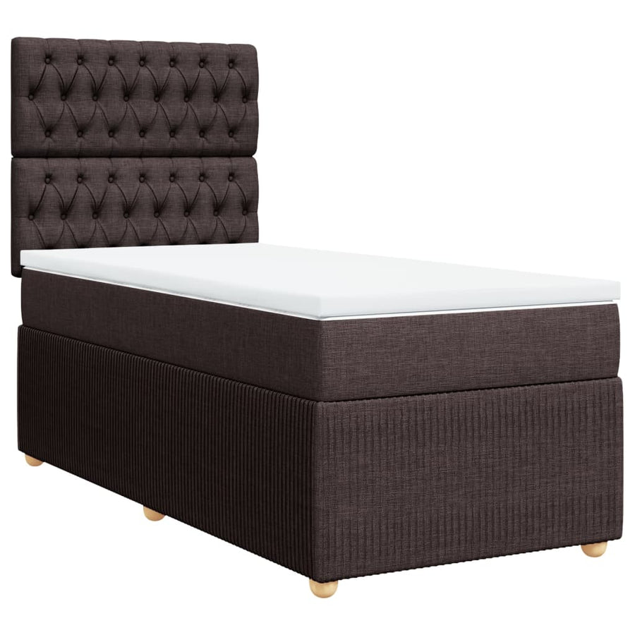 Boxspring met matras stof donkerbruin 90x190 cm