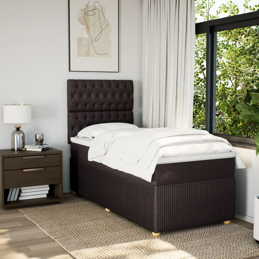Boxspring met matras stof donkerbruin 90x190 cm