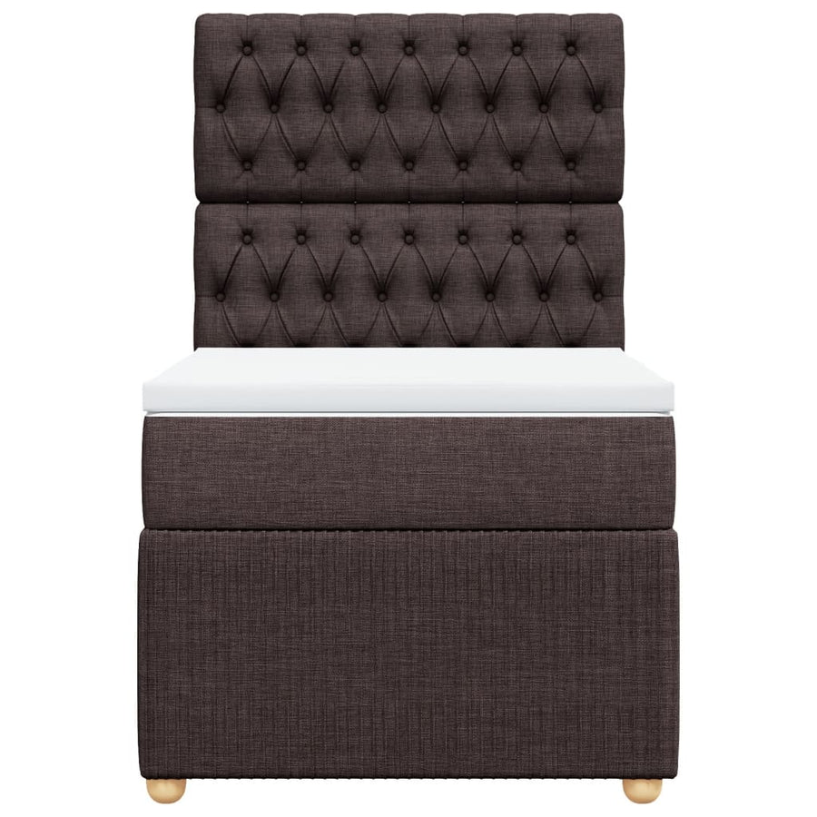 Boxspring met matras stof donkerbruin 90x190 cm