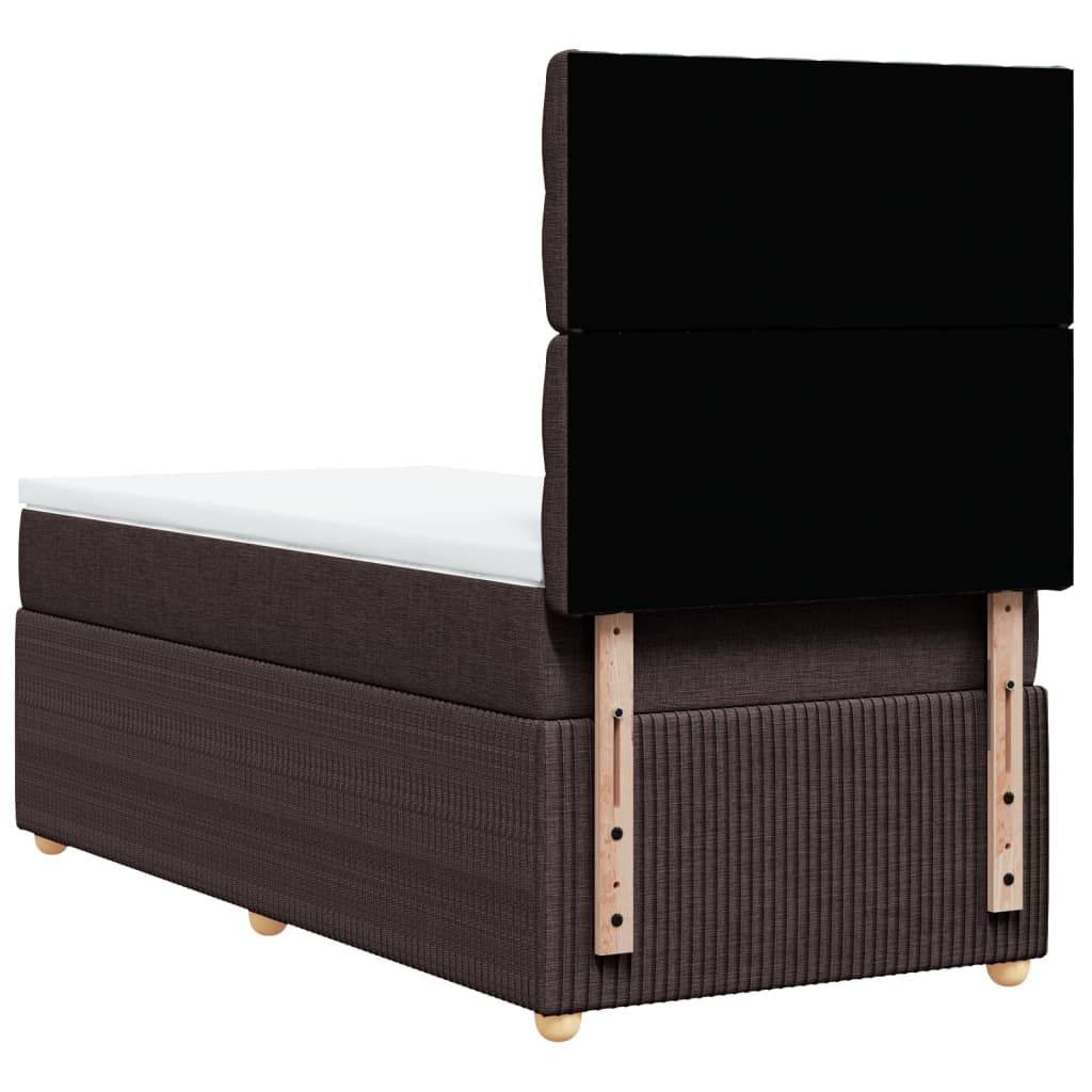 Boxspring met matras stof donkerbruin 90x190 cm