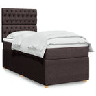 Box spring with dark brown fabric mattress 90x190 cm