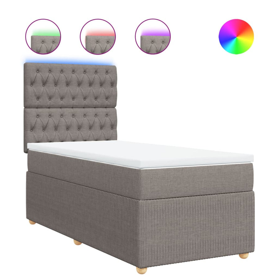 Boxspring met matras stof taupe 90x190 cm