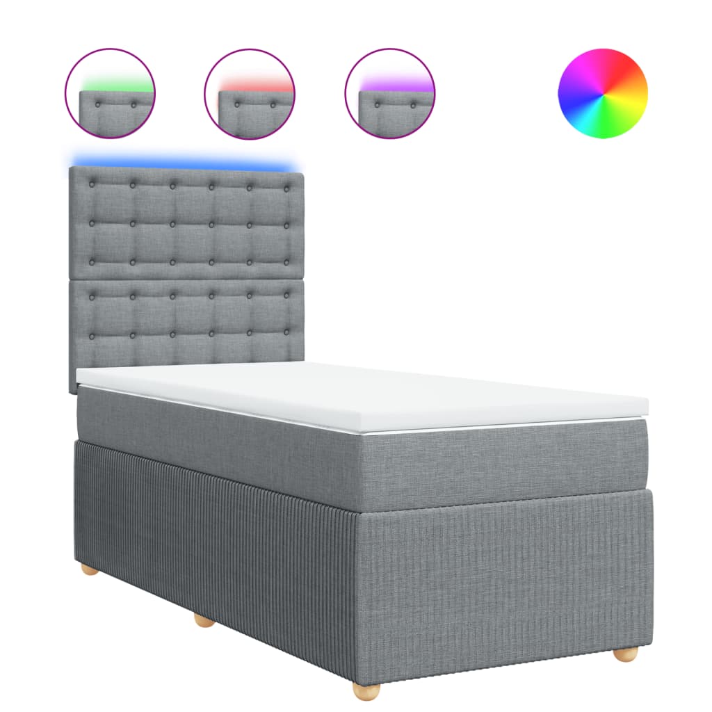 Boxspring met matras stof lichtgrijs 90x190 cm