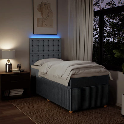 Boxspring met matras stof lichtgrijs 90x190 cm