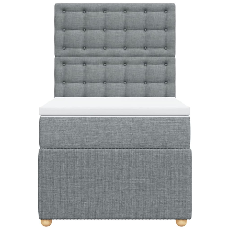 Boxspring met matras stof lichtgrijs 90x190 cm