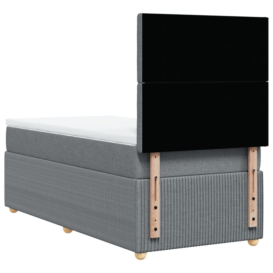 Boxspring met matras stof lichtgrijs 90x190 cm