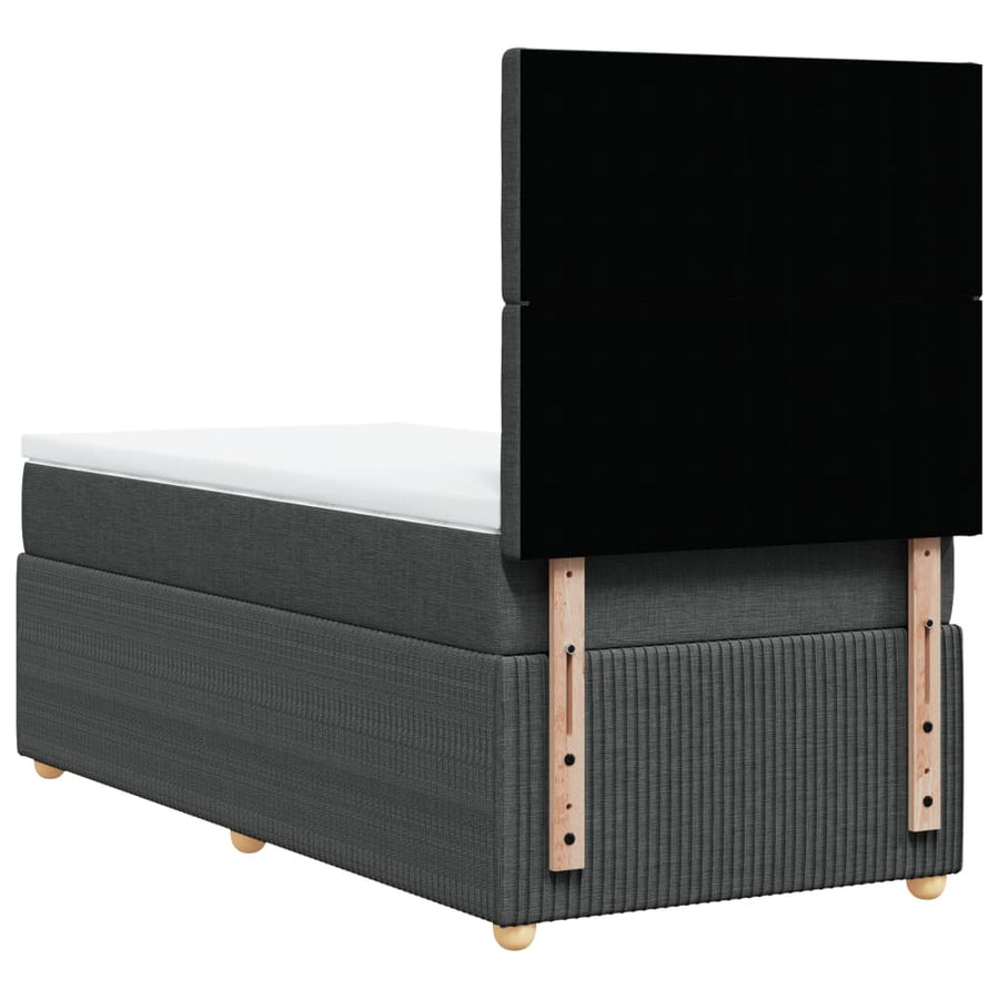 Boxspring met matras stof donkergrijs 90x190 cm