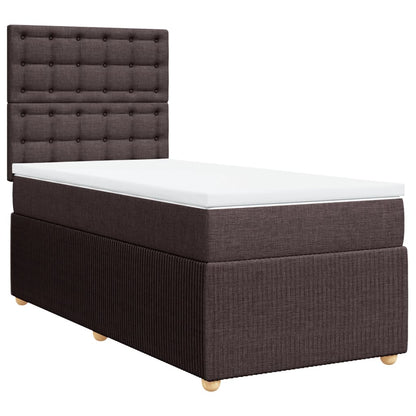 Boxspring met matras stof donkerbruin 90x190 cm