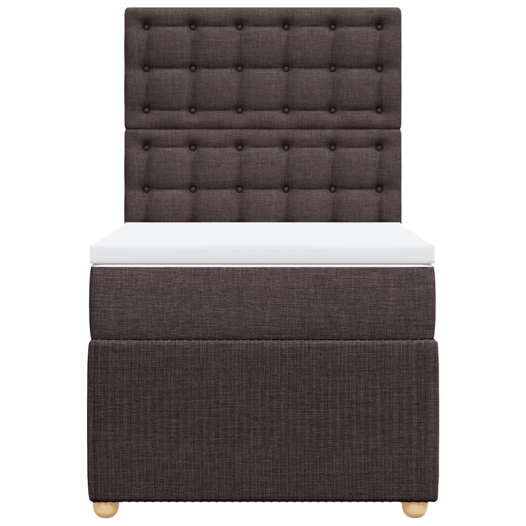 Boxspring met matras stof donkerbruin 90x190 cm