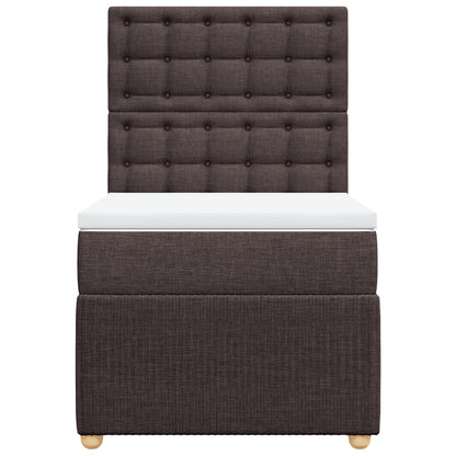 Boxspring met matras stof donkerbruin 90x190 cm