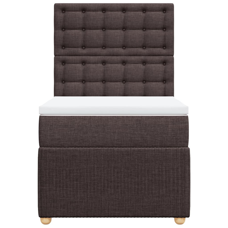 Boxspring met matras stof donkerbruin 90x190 cm