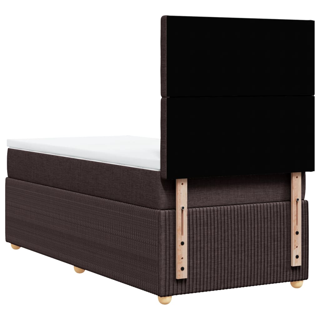 Boxspring met matras stof donkerbruin 90x190 cm