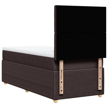 Boxspring met matras stof donkerbruin 90x190 cm