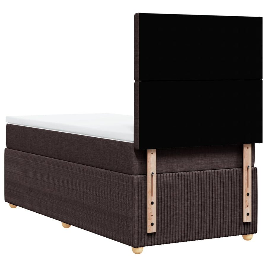 Boxspring met matras stof donkerbruin 90x190 cm