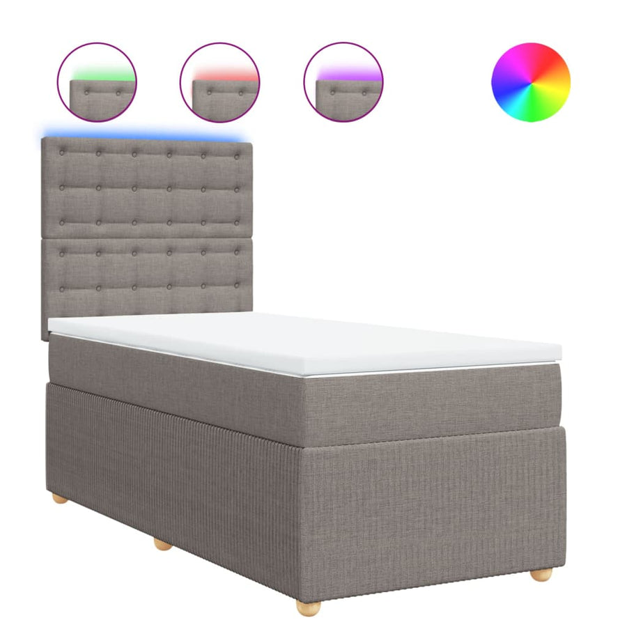 Boxspring met matras stof taupe 90x190 cm
