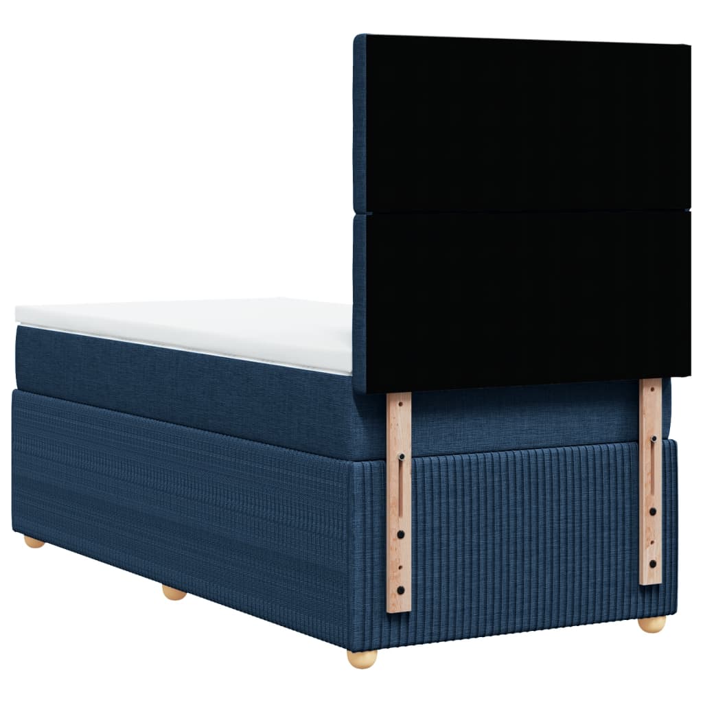 Boxspring met matras stof blauw 90x190 cm