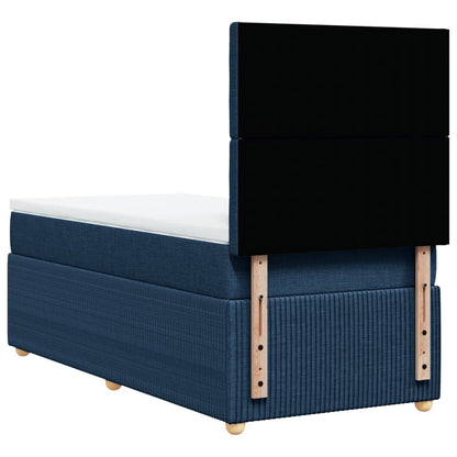 Boxspring met matras stof blauw 90x190 cm
