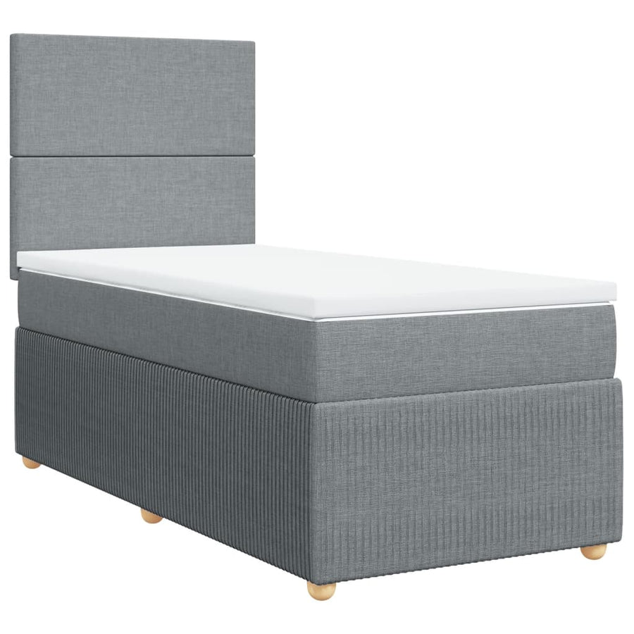Boxspring met matras stof lichtgrijs 90x200 cm